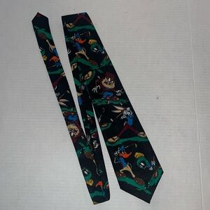Looney Tunes Mania Golf Themed Men's Tie w/ Marvin the Martian Tasmanian Devil